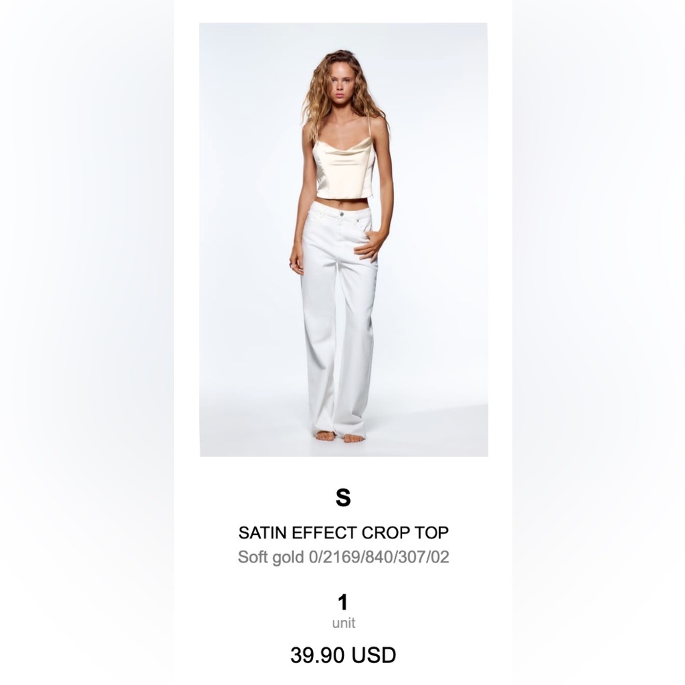 Zara Satin Effect Crop Top - Picture 2 of 8